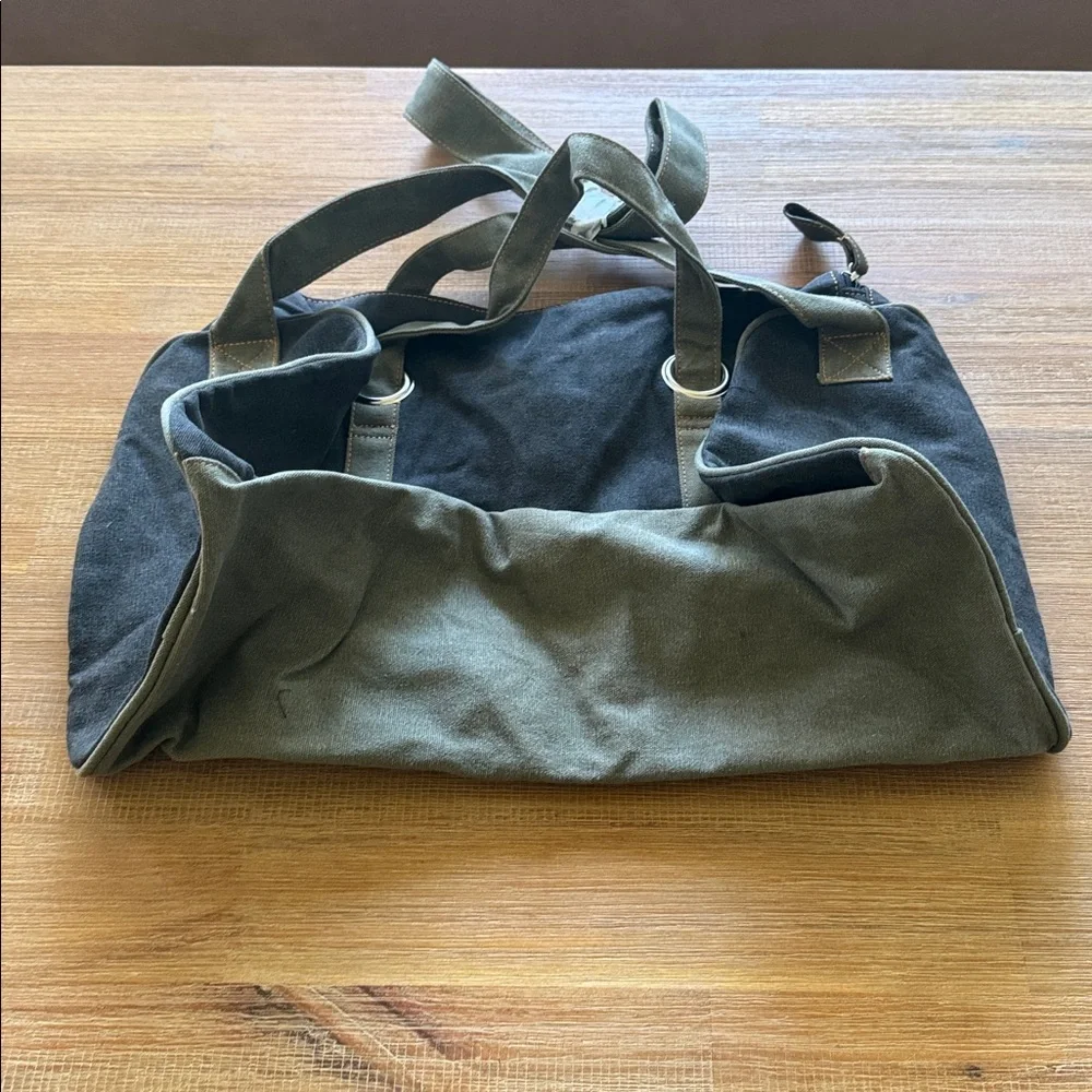 True Religion Canvas Duffle Bag Y2K Streetwear Faded Black Travel Gym Bag